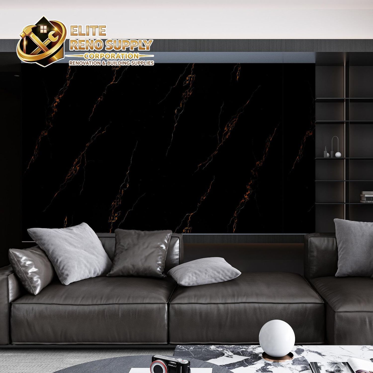 UV MARBLE SHEET - BLACK COPPER VEIN