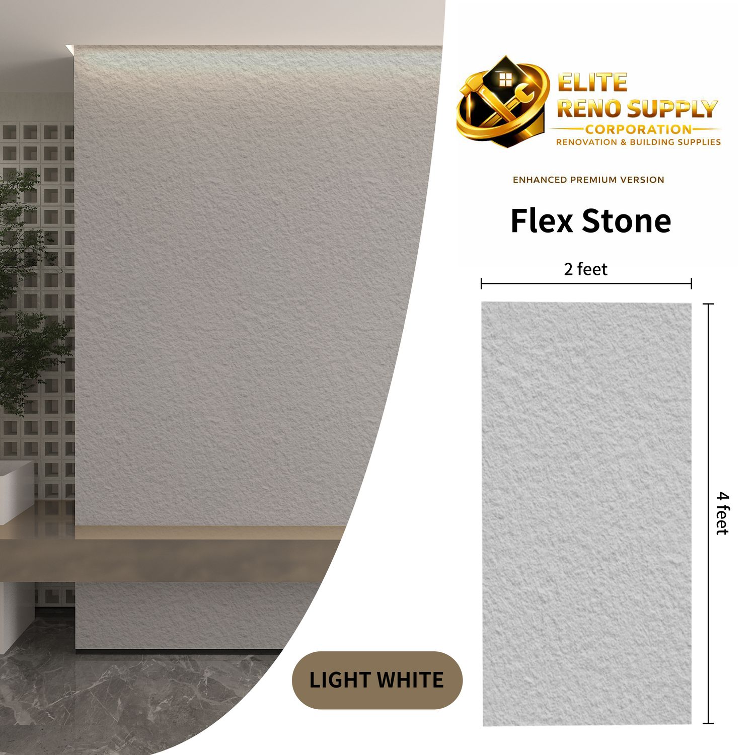 FLEXIBLE STONE PANEL - LIGHT WHITE GRANITE