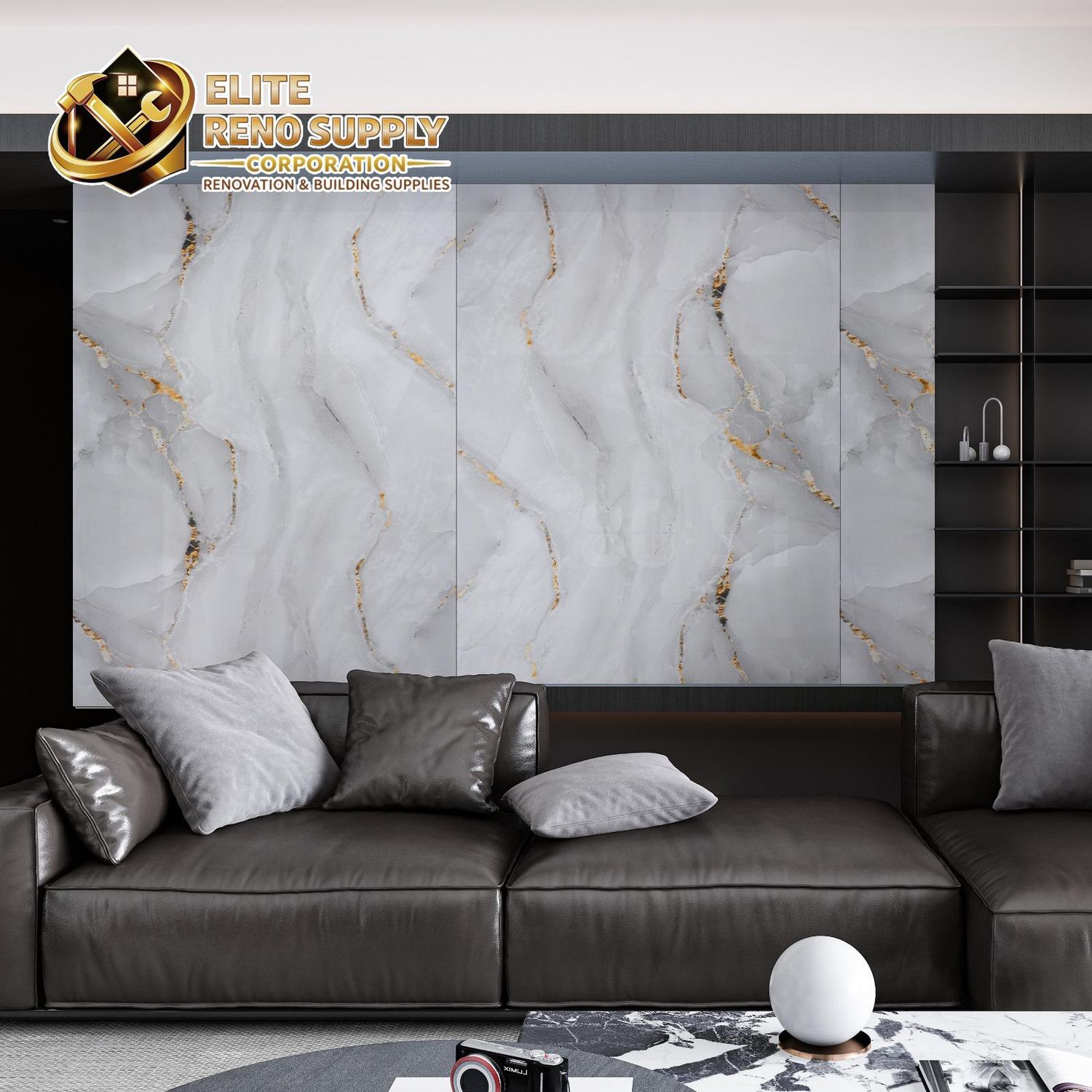 UV MARBLE SHEET - GOLD WAVE