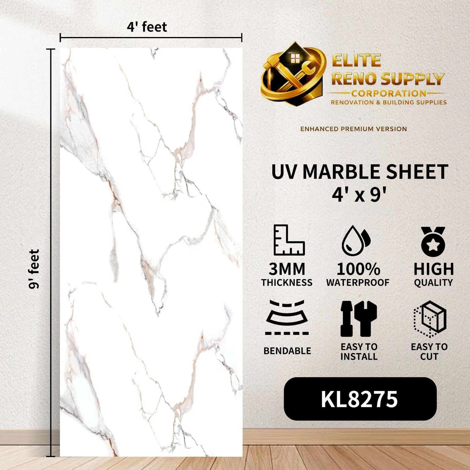 UV MARBLE SHEET - CALACATTA LIGHT