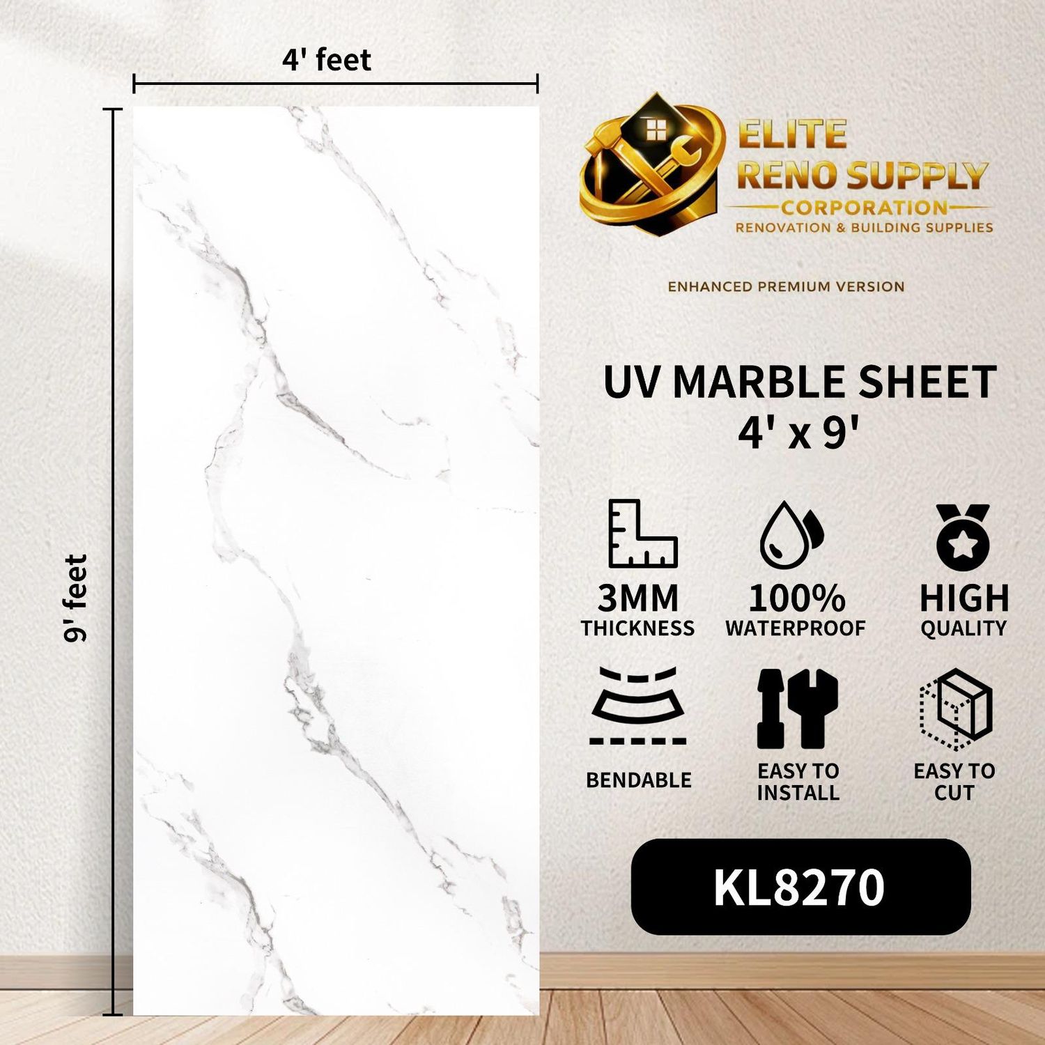 UV MARBLE SHEET - SOFT CARRARA