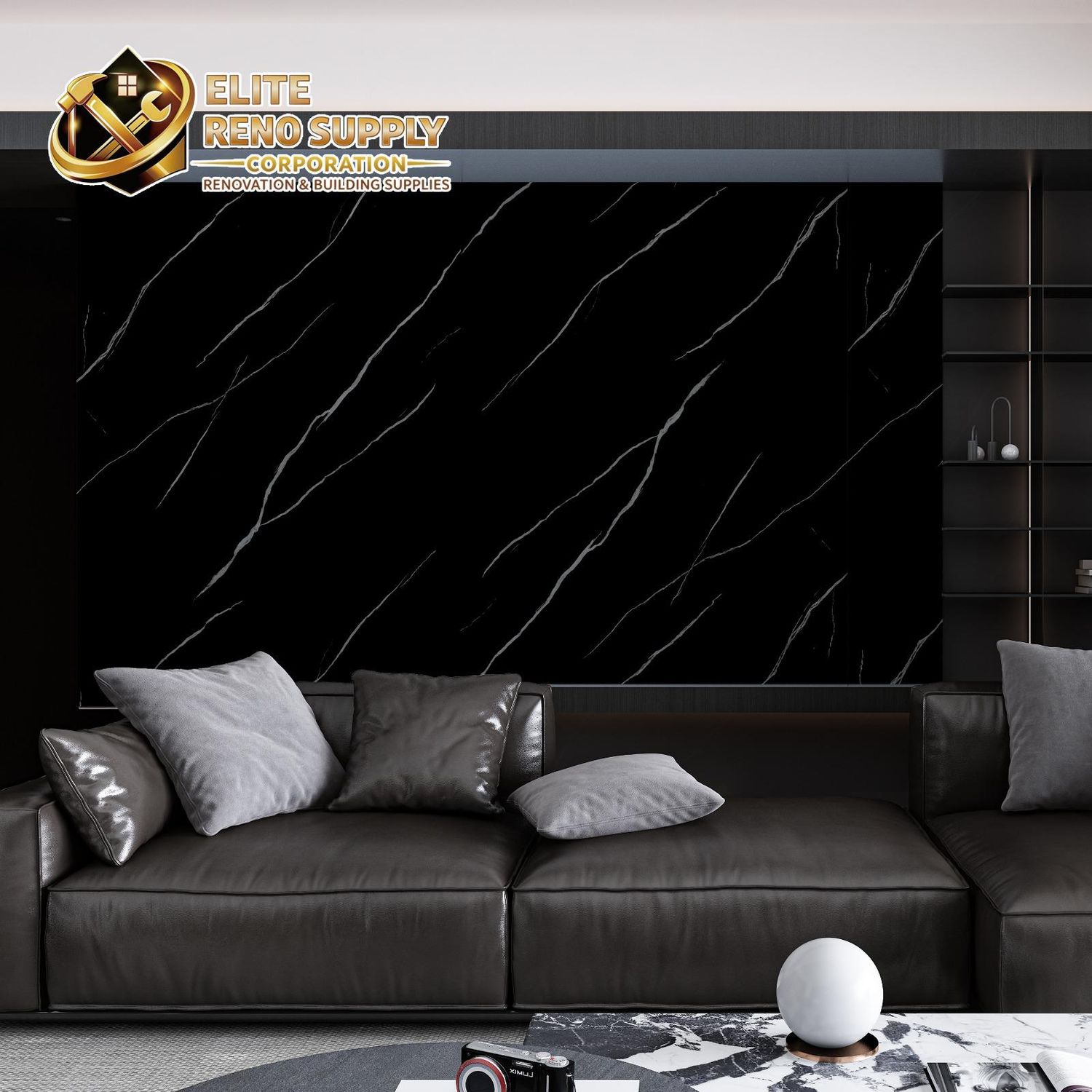 UV MARBLE SHEET - BLACK VEIN