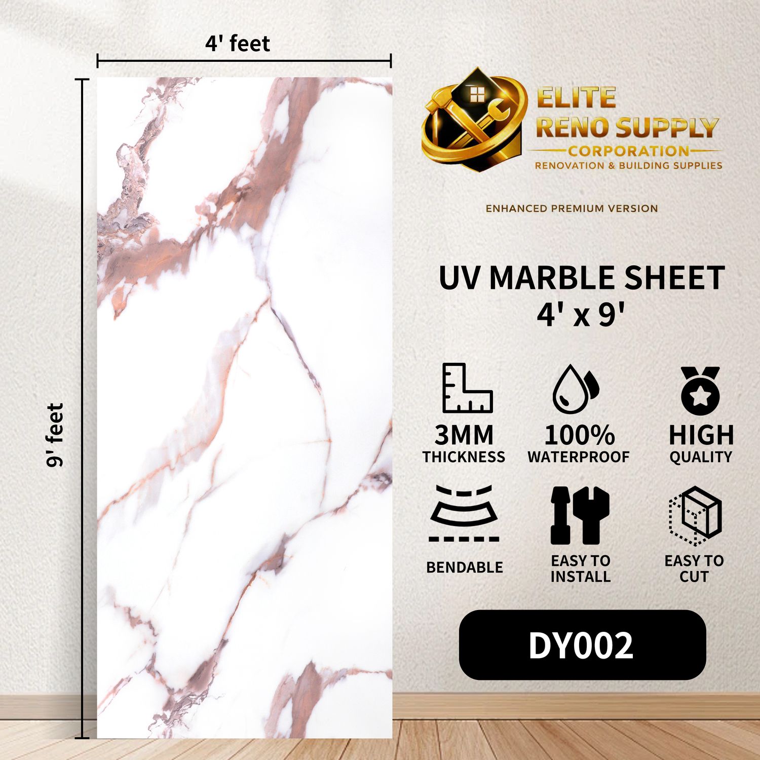 UV MARBLE SHEET - ROSE QUARTZ