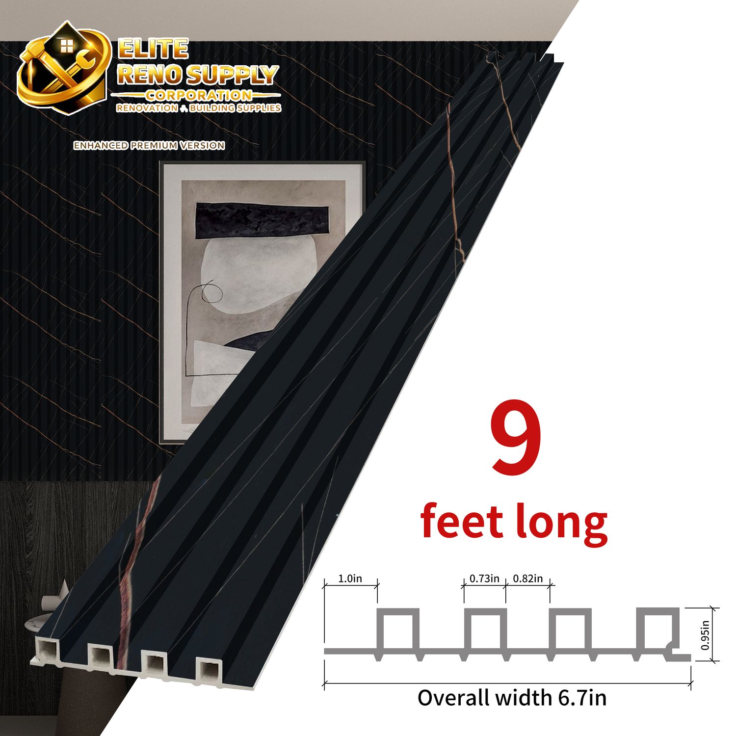 WPC WALL PANEL - BLACK MARBLE