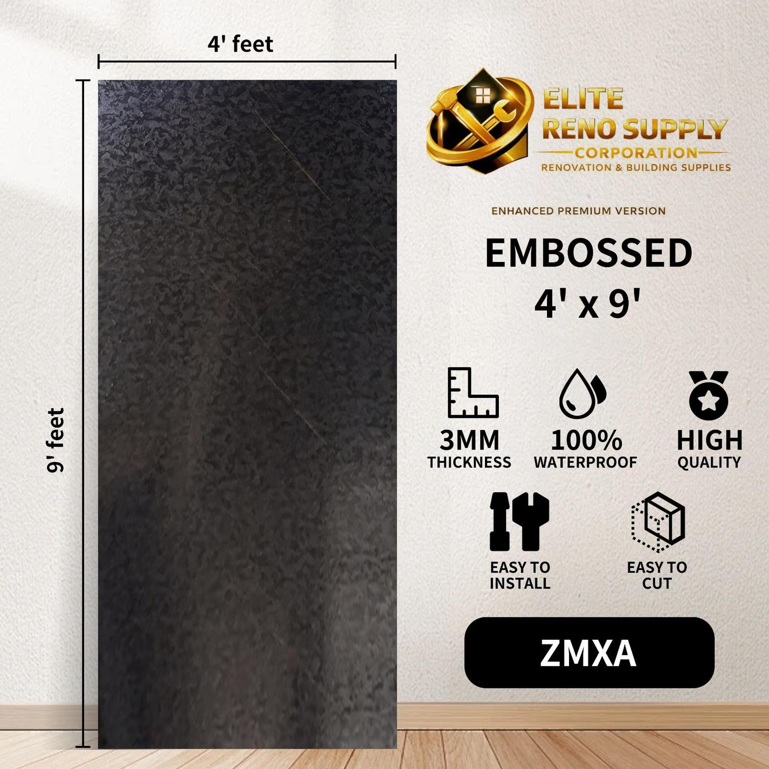 EMBOSSED PANEL - BLACK TEXTURE