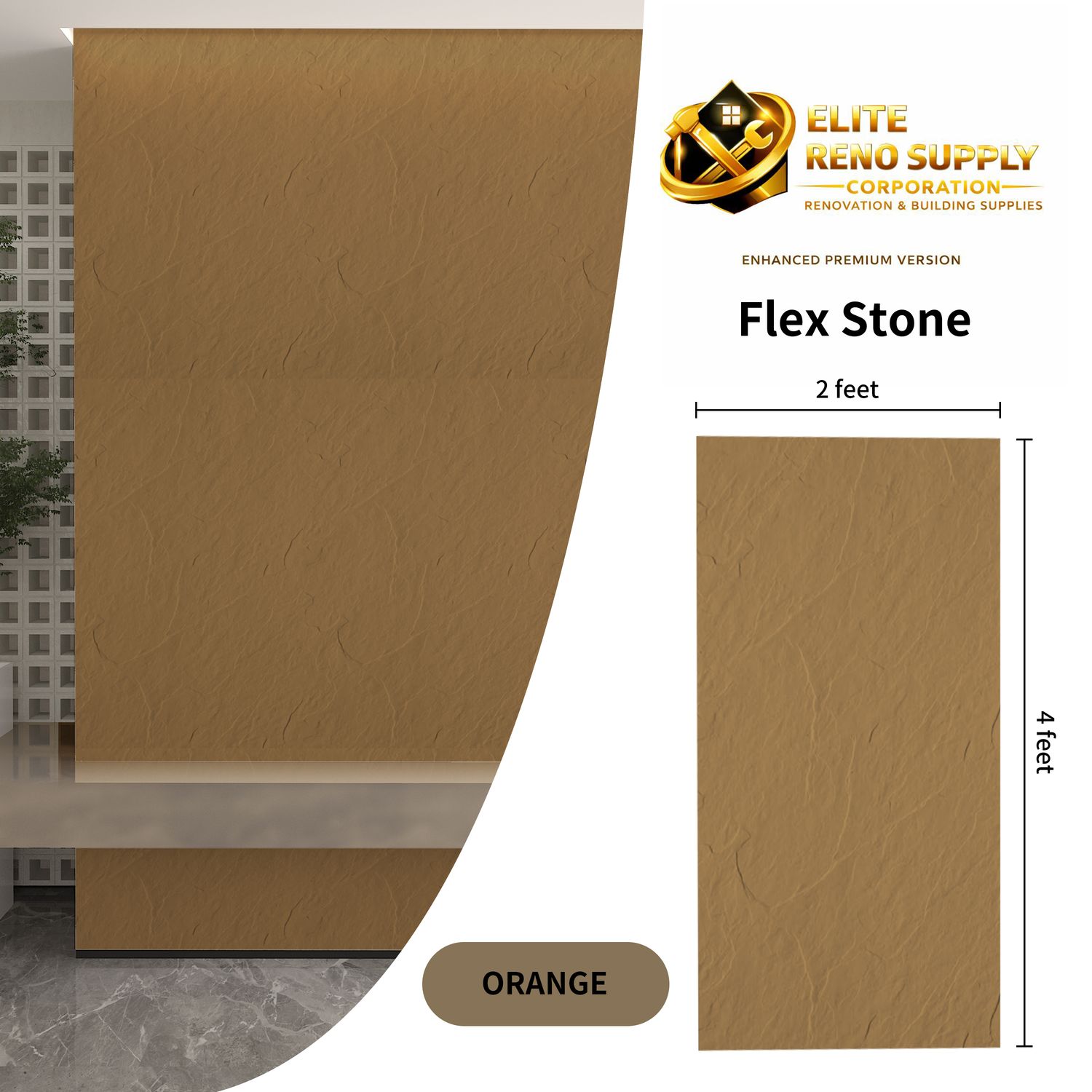 FLEXIBLE STONE PANEL - ORANGE SLATE