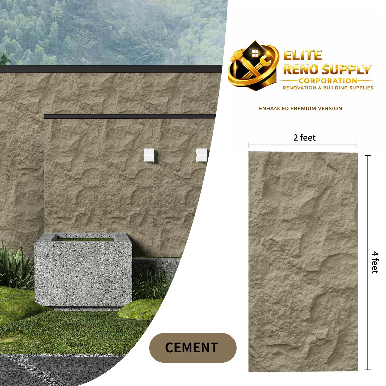 PU STONE WALL PANEL - CEMENT ROCK