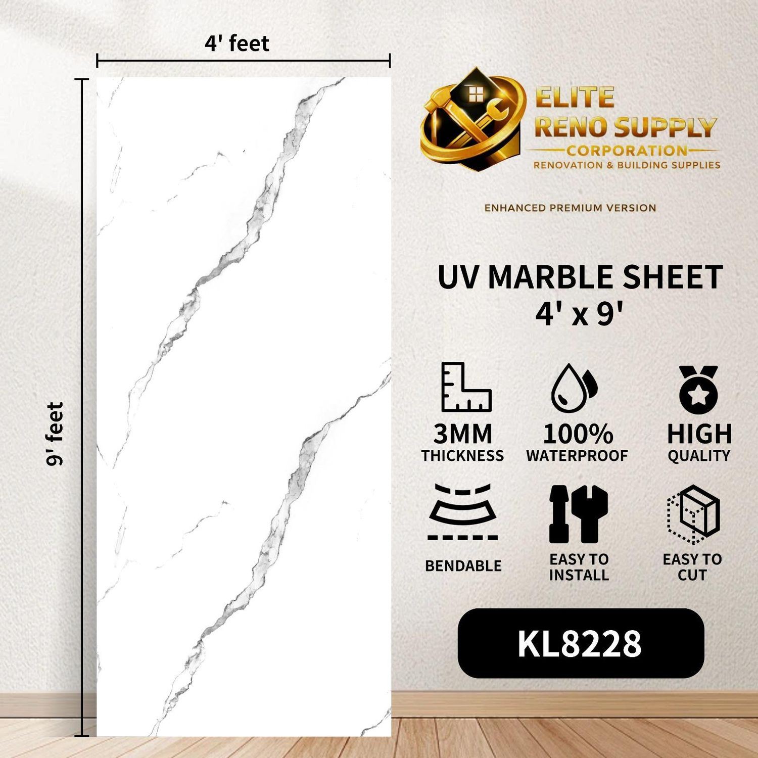 UV MARBLE SHEET - CLASSIC WHITE