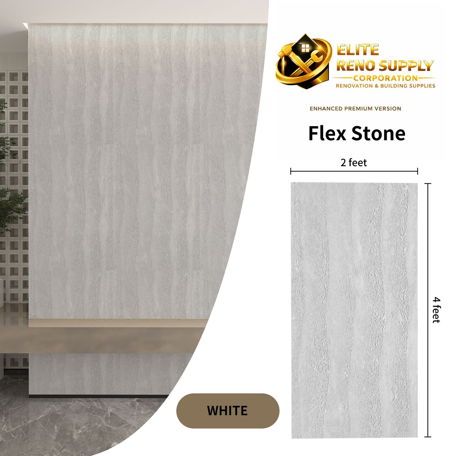 FLEXIBLE STONE PANEL - RAMMED EARTH WHITE