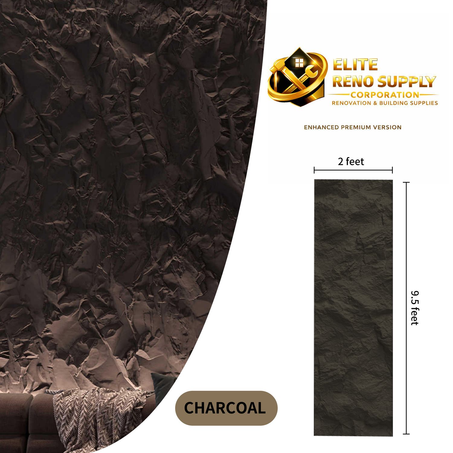PU STONE WALL PANEL - CHARCOAL TEXTURE
