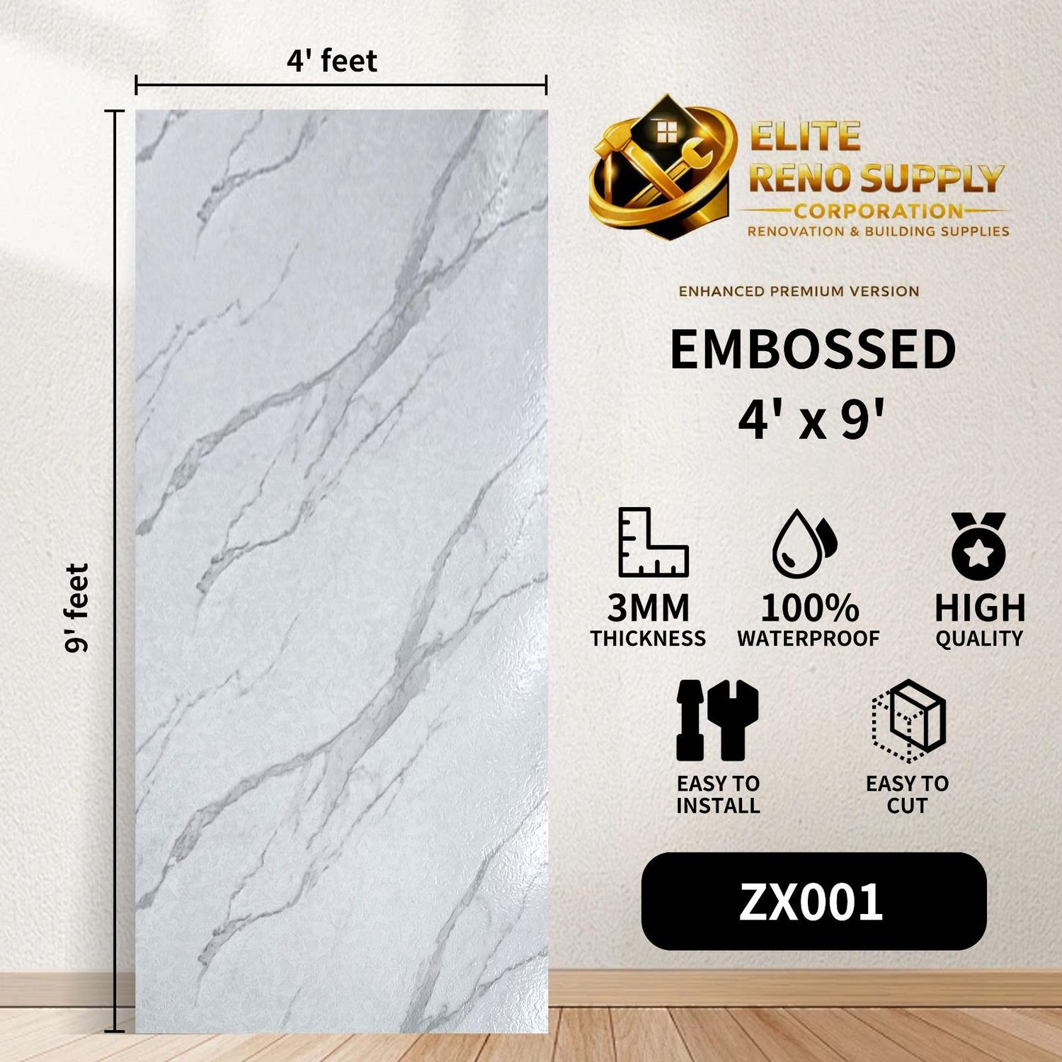 EMBOSSED PANEL - WHITE MARBLE