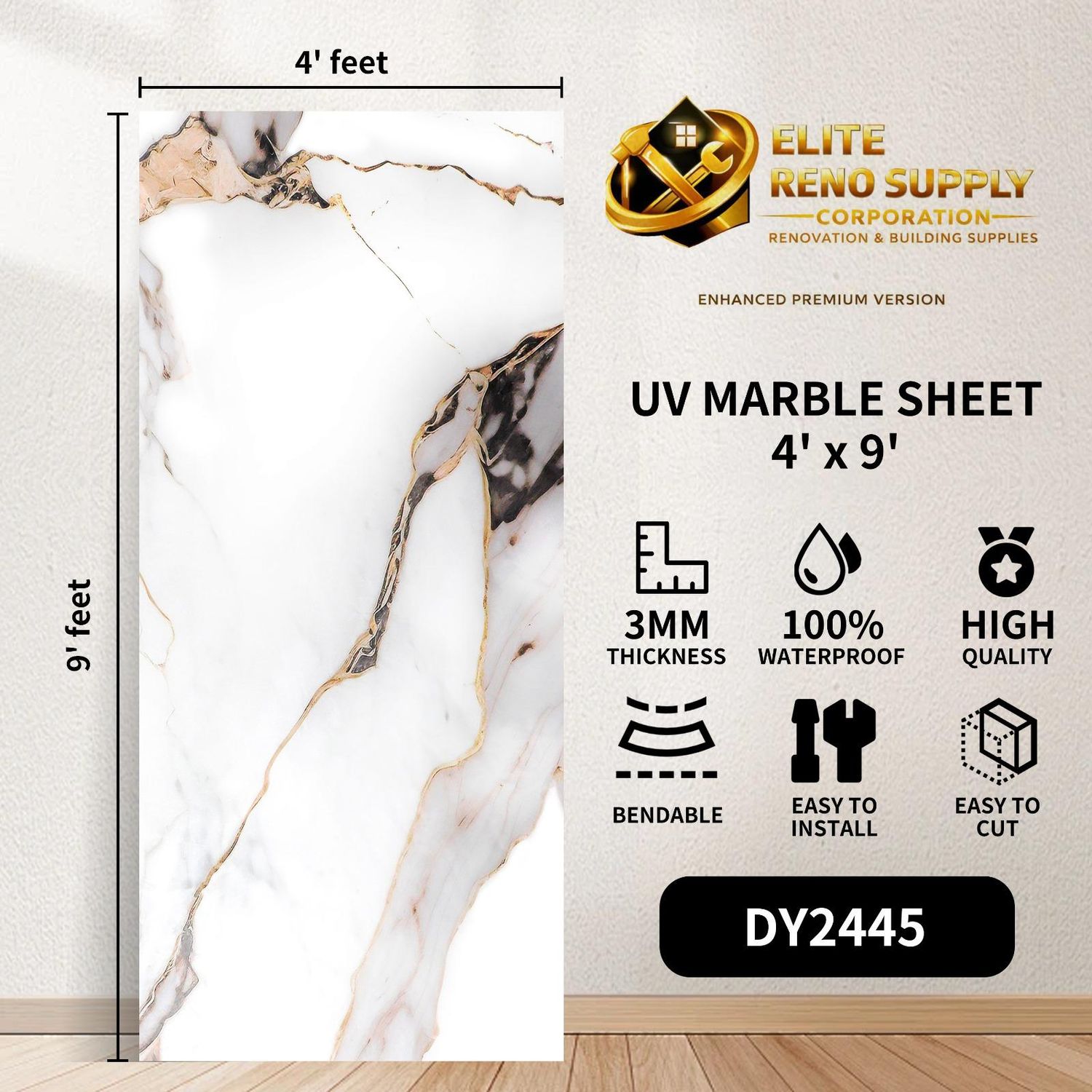 UV MARBLE SHEET - CALACATTA GOLD