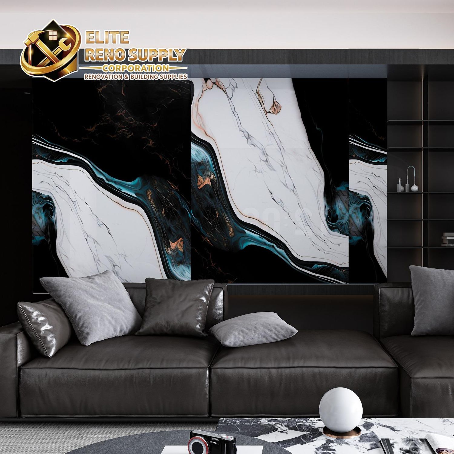 UV MARBLE SHEET - BLUE WAVE MARBLE