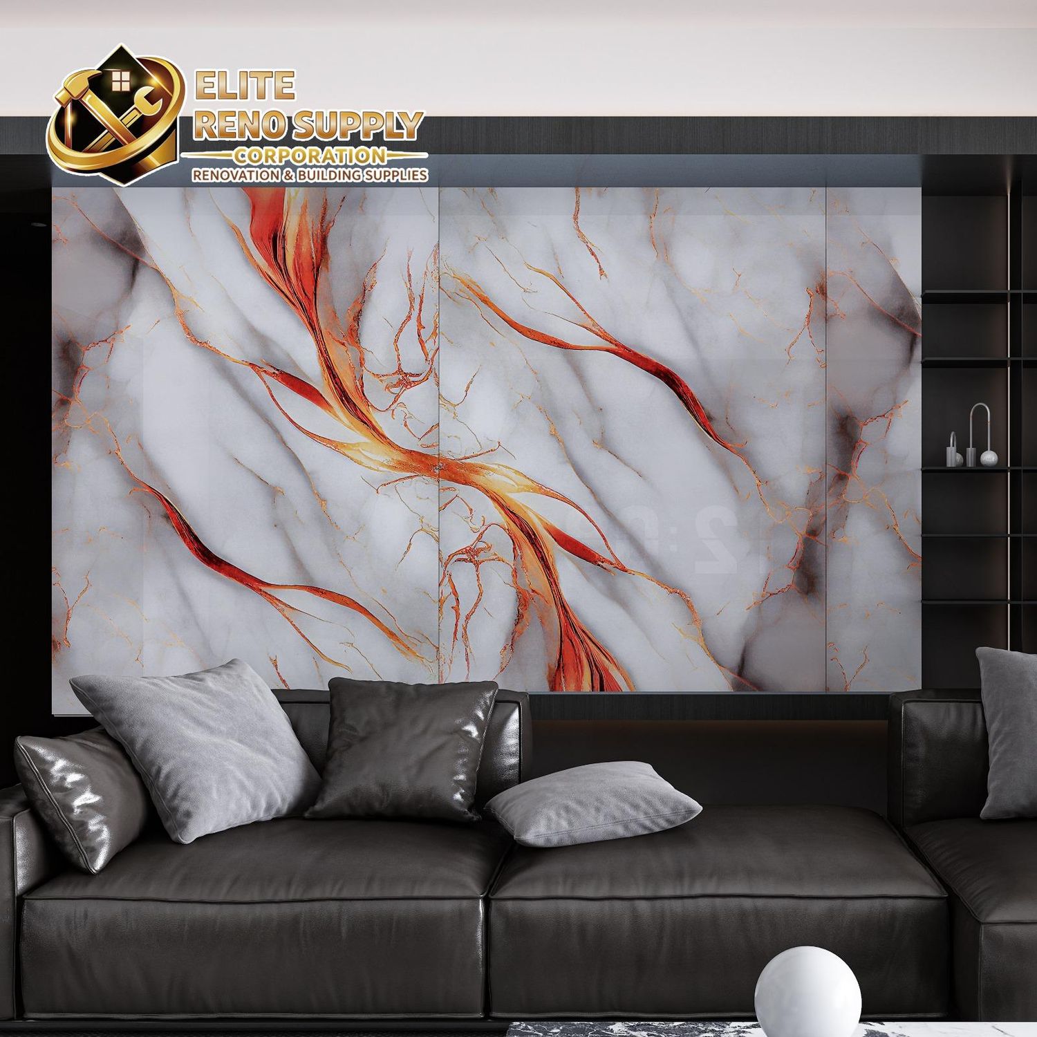 UV MARBLE SHEET - FIRE VEIN