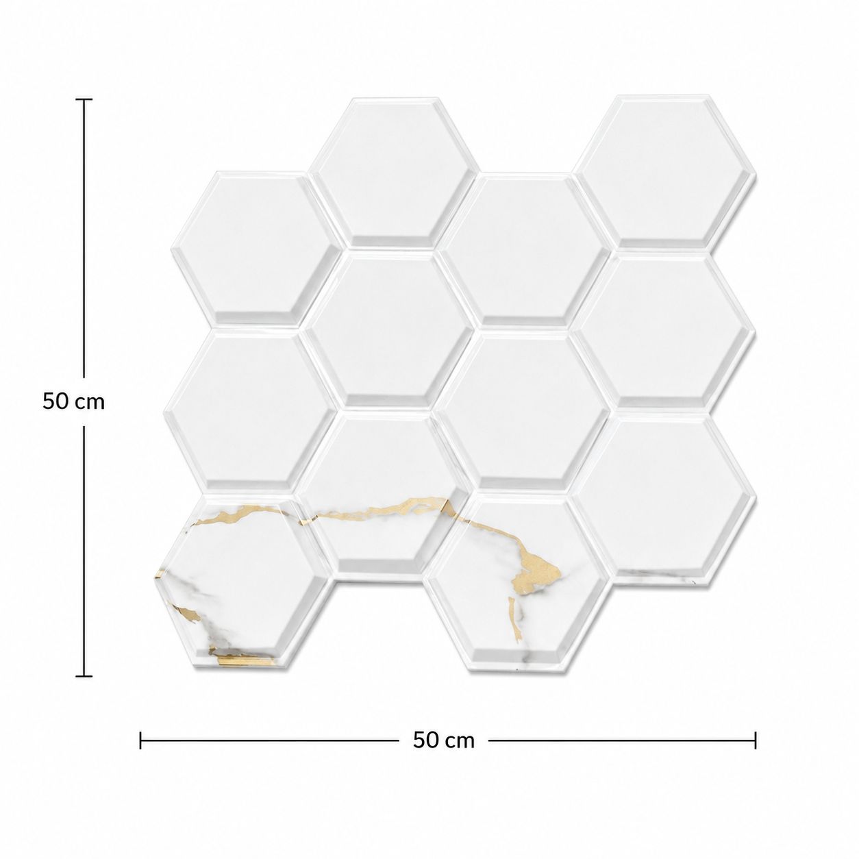 3D WALL PANEL - WHITE GOLD MARBLE HONEYCOMB