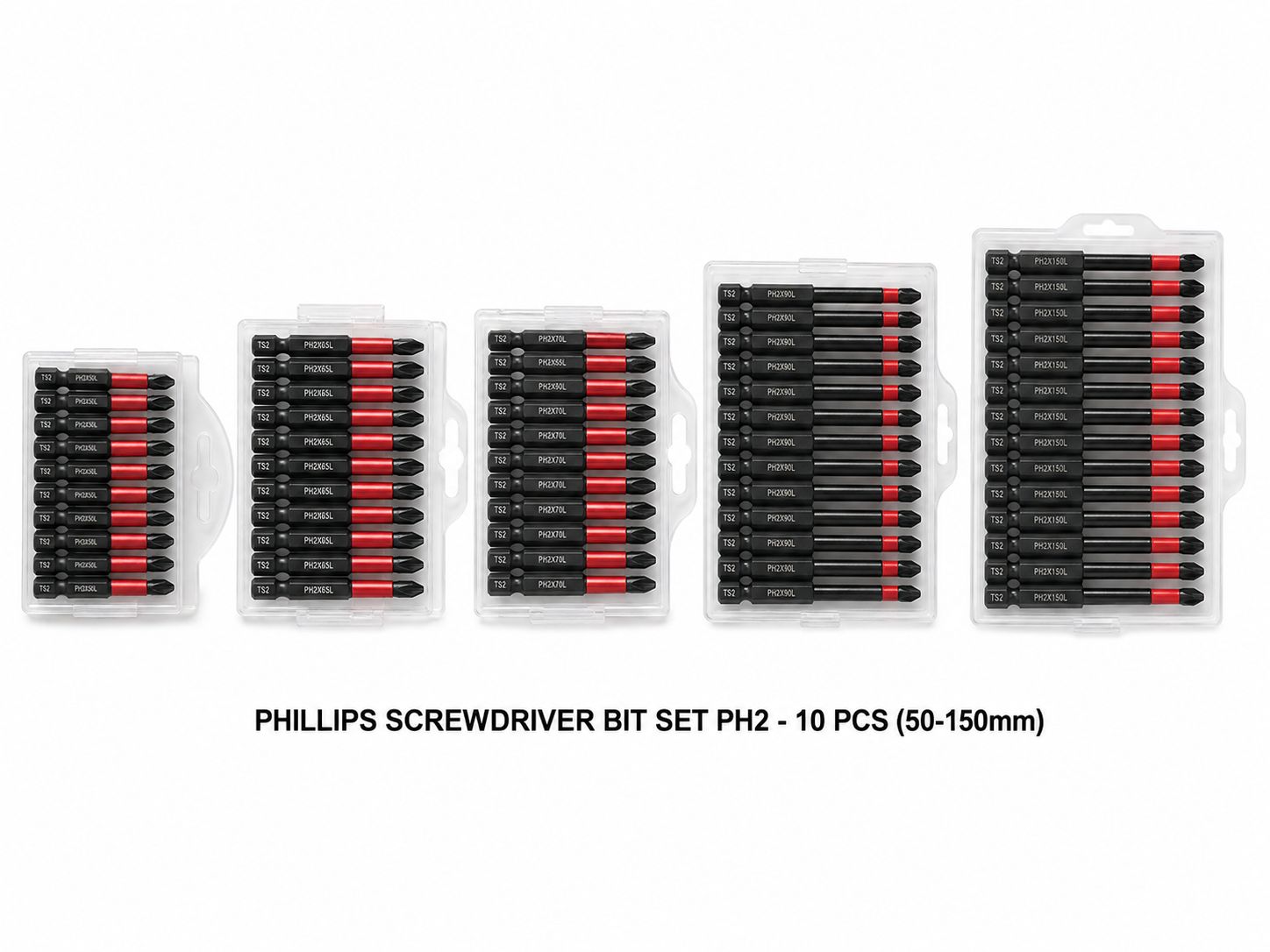 PHILLIPS SCREWDRIVER BIT SET PH2 - 10 PCS (50-150mm)