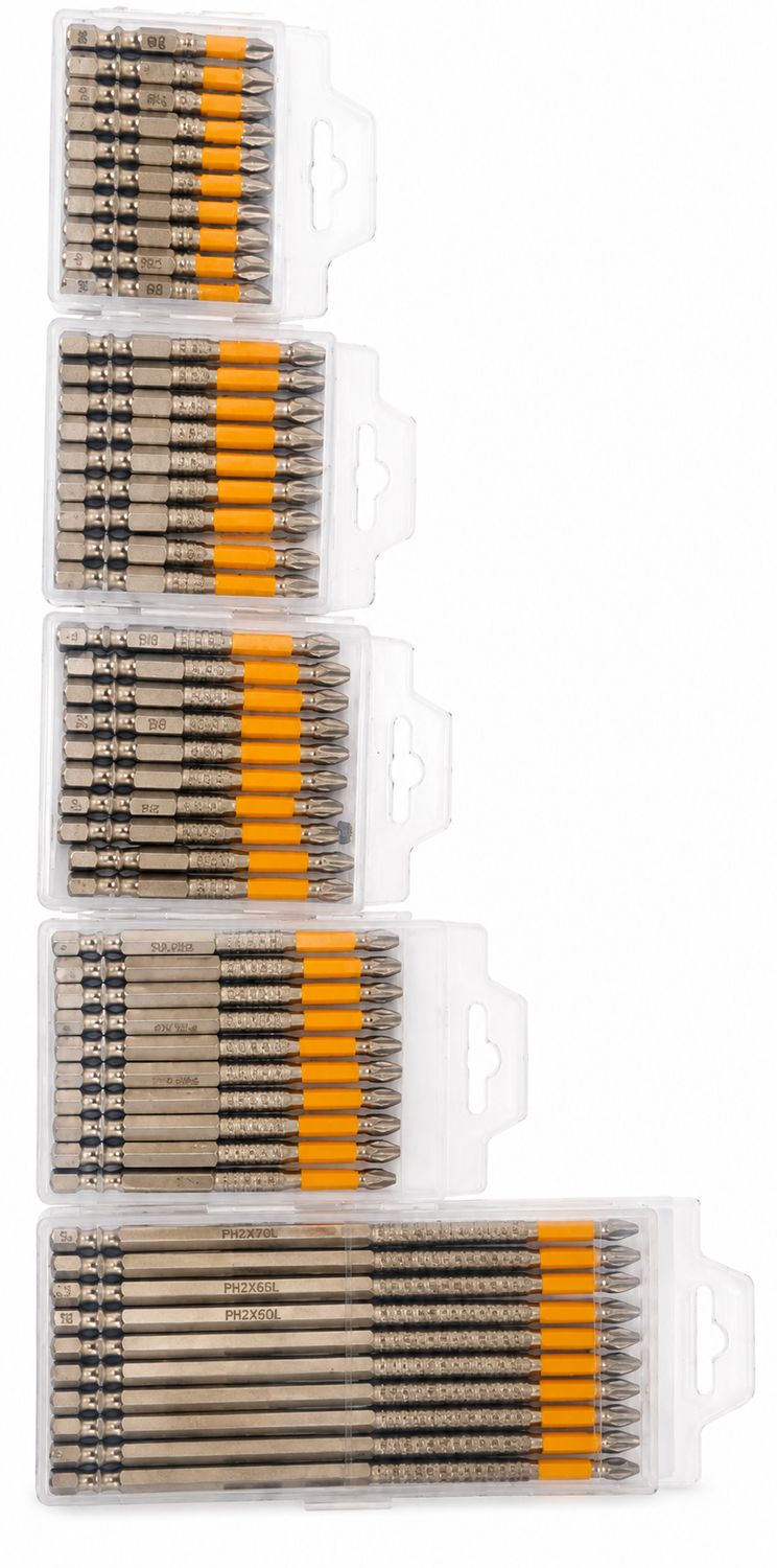 PHILLIPS SCREWDRIVER BIT SET PH2 - SILVER - 10 PCS (50-150mm)