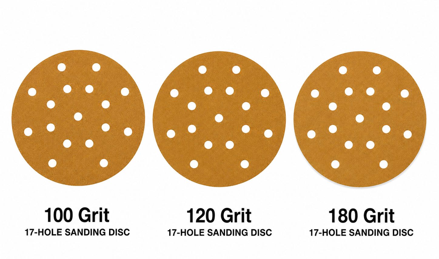 6" 17-HOLE SANDING DISC - 100-180 GRIT - 20 PCS