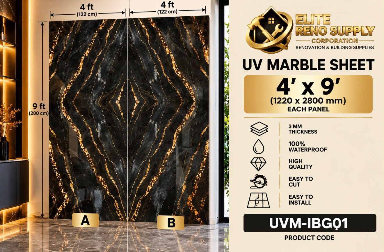 UV MARBLE SHEET - BLACK GOLD ONYX