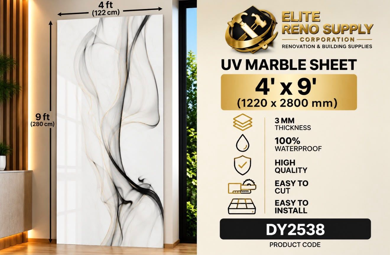 UV MARBLE SHEET - INK WASH WHITE