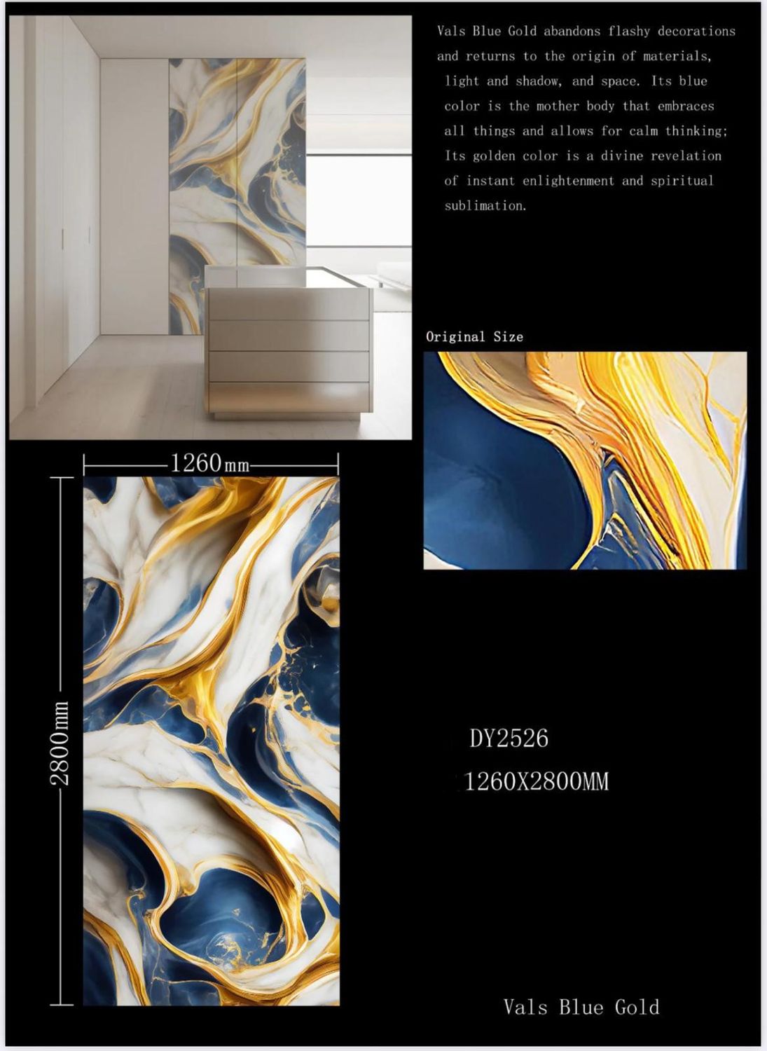 UV MARBLE SHEET - VALS BLUE GOLD