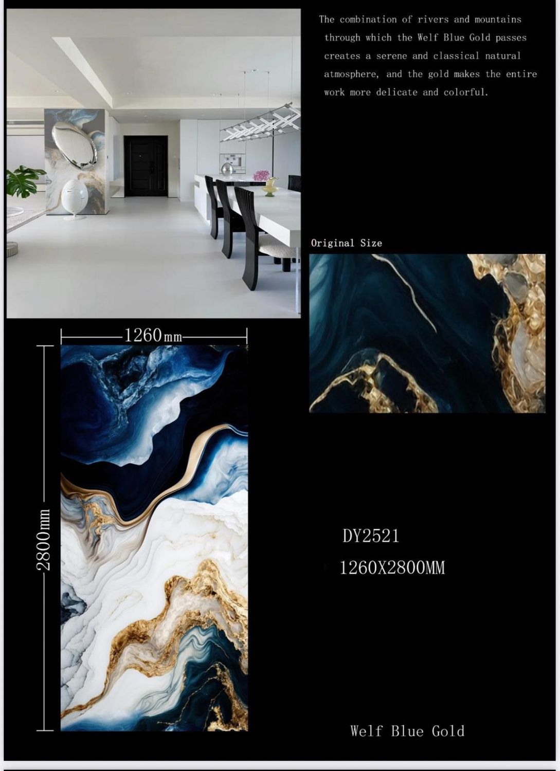 UV MARBLE SHEET - WELF BLUE GOLD
