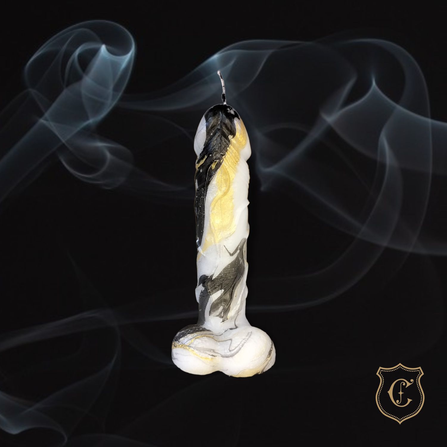 Mars - blanche marbrée noir, argent et or Mars - blanche marbrée noir, argent et or