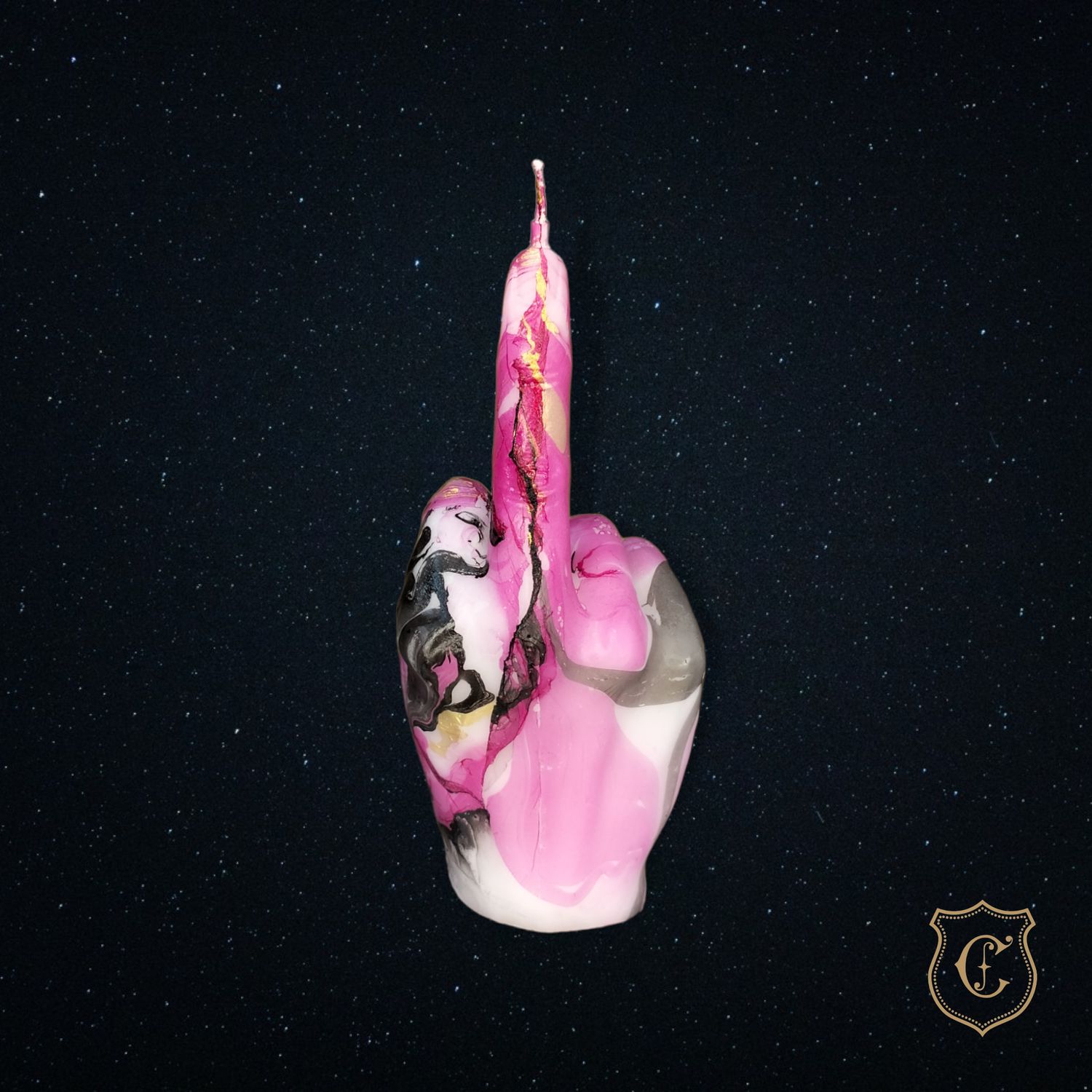 Salutations distinguées - blanche / marbrée magenta-argent-or