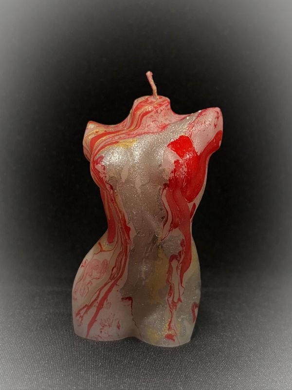 Aphrodite - blanche, marbrée argent rouge et or