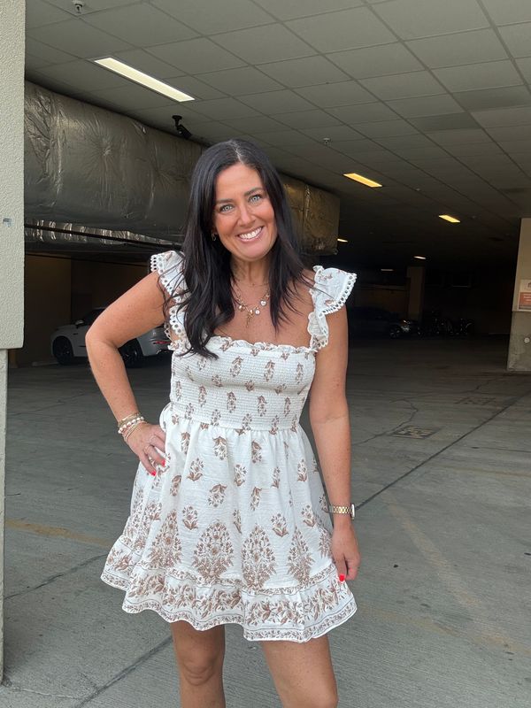 FLORAL BORDER SMOCKED MINI