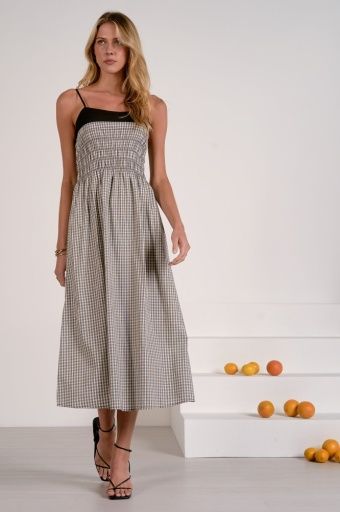 MAXI COLOR BLOCK, Color: white gingham, Size: XS