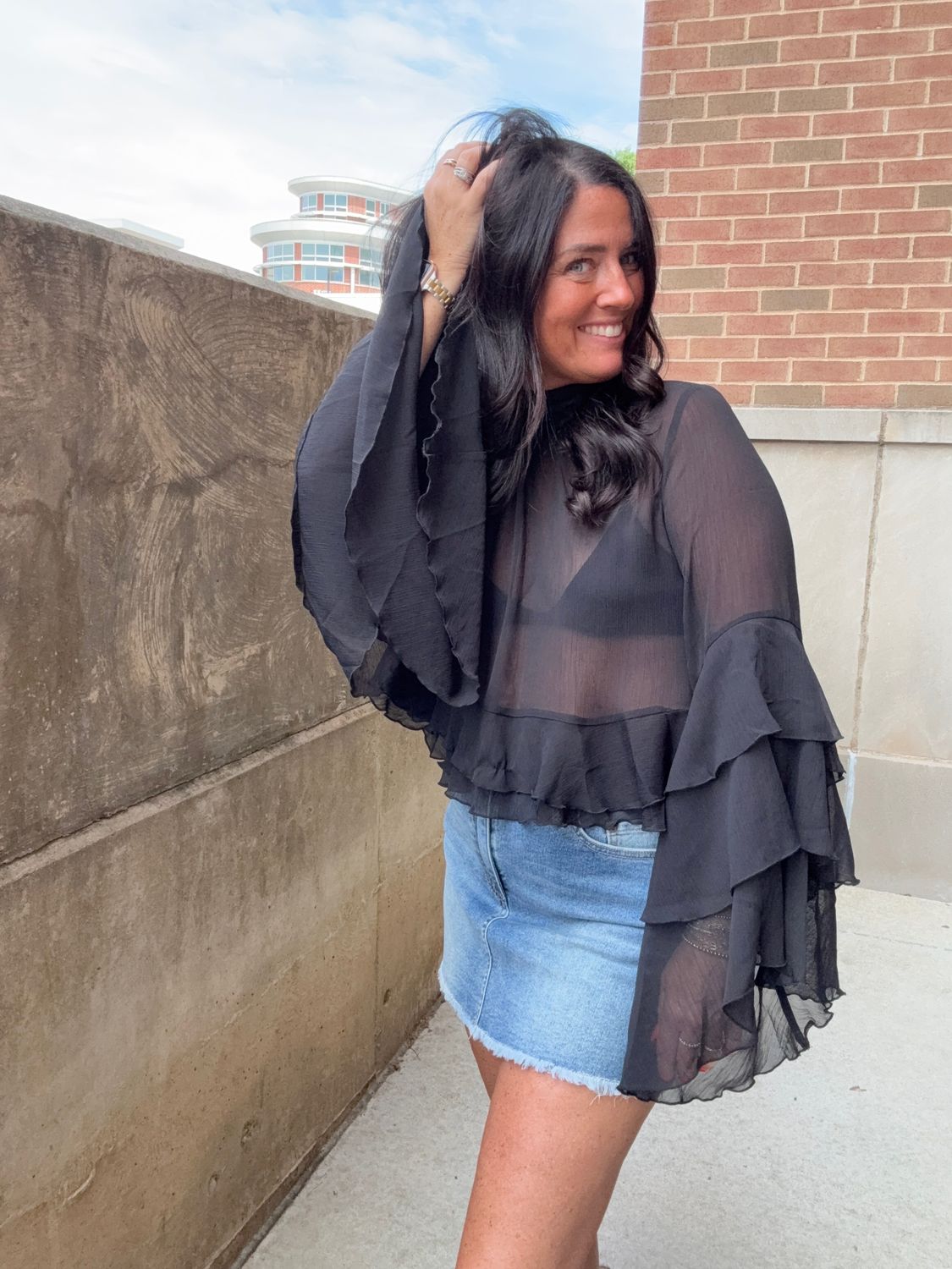 RAW HEM DENIM SKIRT