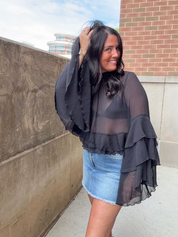 RAW HEM DENIM SKIRT