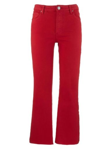KELSEY HIGH RISE ANKLE  FLARE WITH RAW HEM, Color: RUBY RED, Size: 00