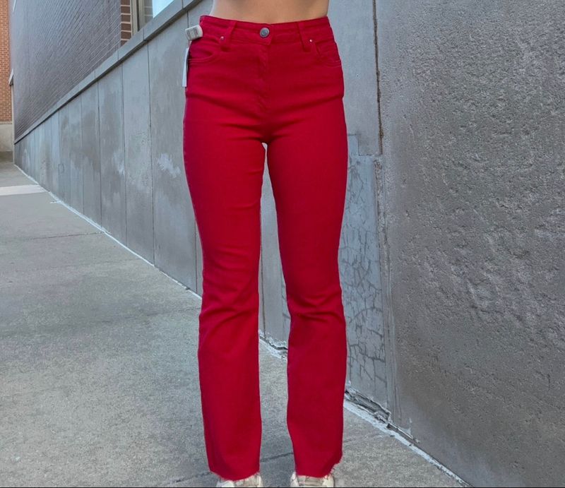 KELSEY HIGH RISE ANKLE  FLARE WITH RAW HEM