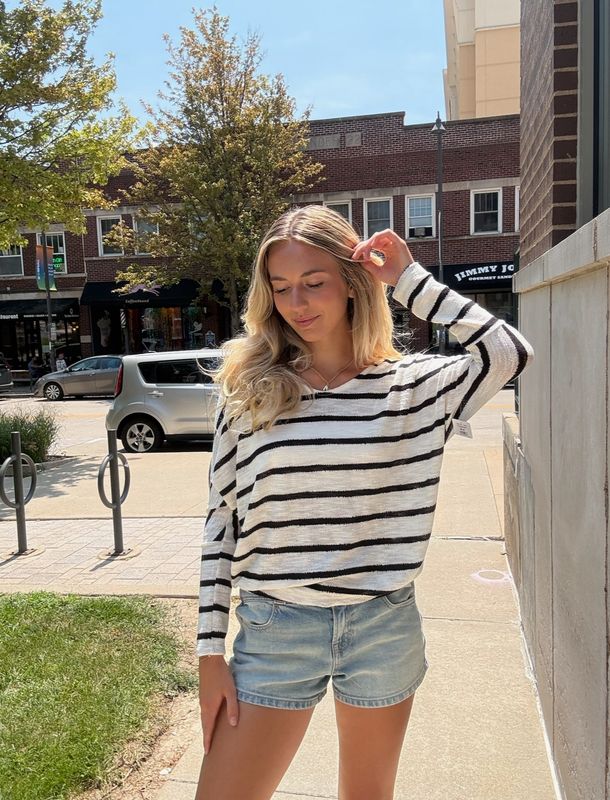 STRIPE KNIT DROP SHOULDER