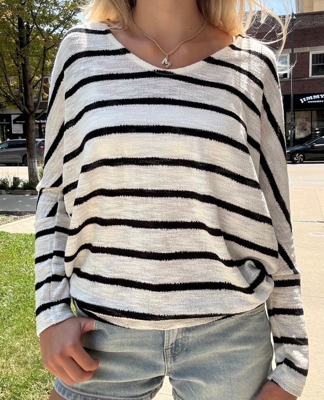 STRIPE KNIT DROP SHOULDER
