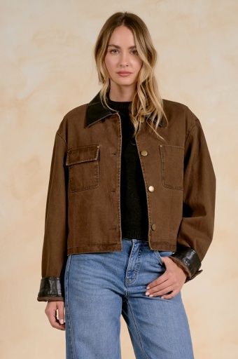 LEAVES FALLING JACKET, Color: cocoa, Size: XS