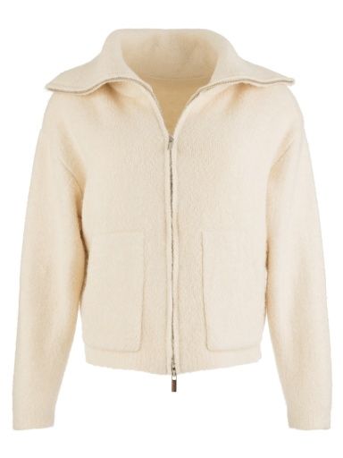 RUE ZIP UP SWEATER KNIT JACKET, Color: CREAM, Size: XS