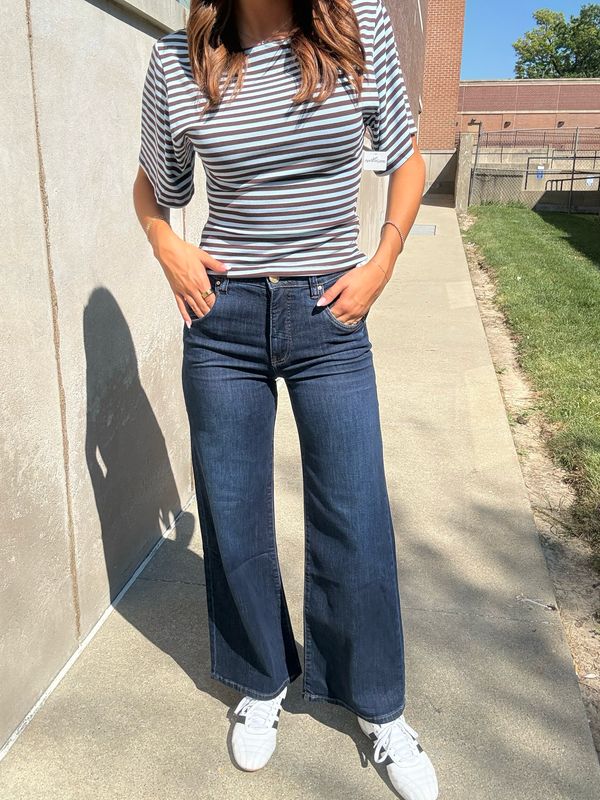 MAYA HIGH RISE FAB AB WIDE LEGS  REGULAR HEM