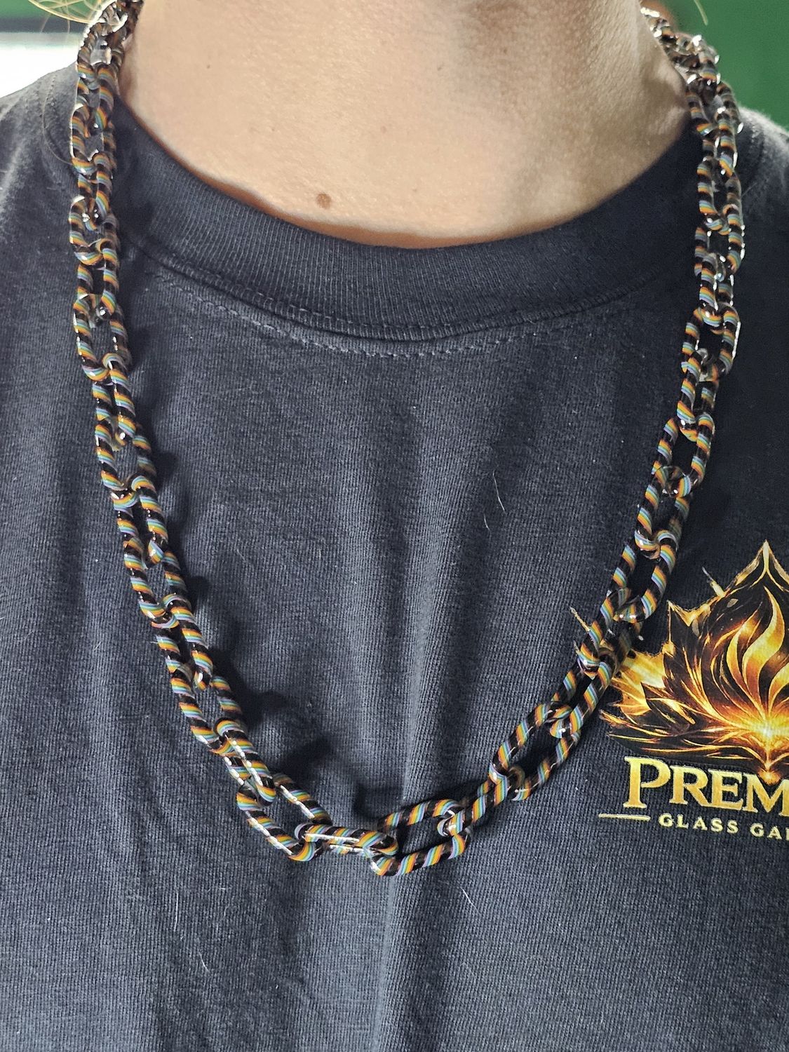 Anonamyss Glassworx Black Rainbow Cane Chain