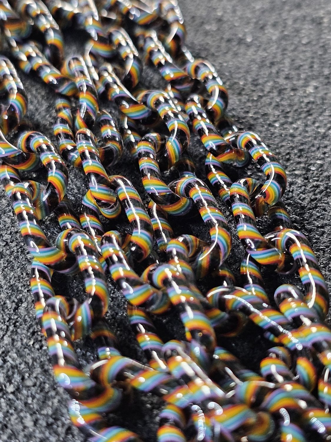 Anonamyss Glassworx Black Rainbow Cane Chain