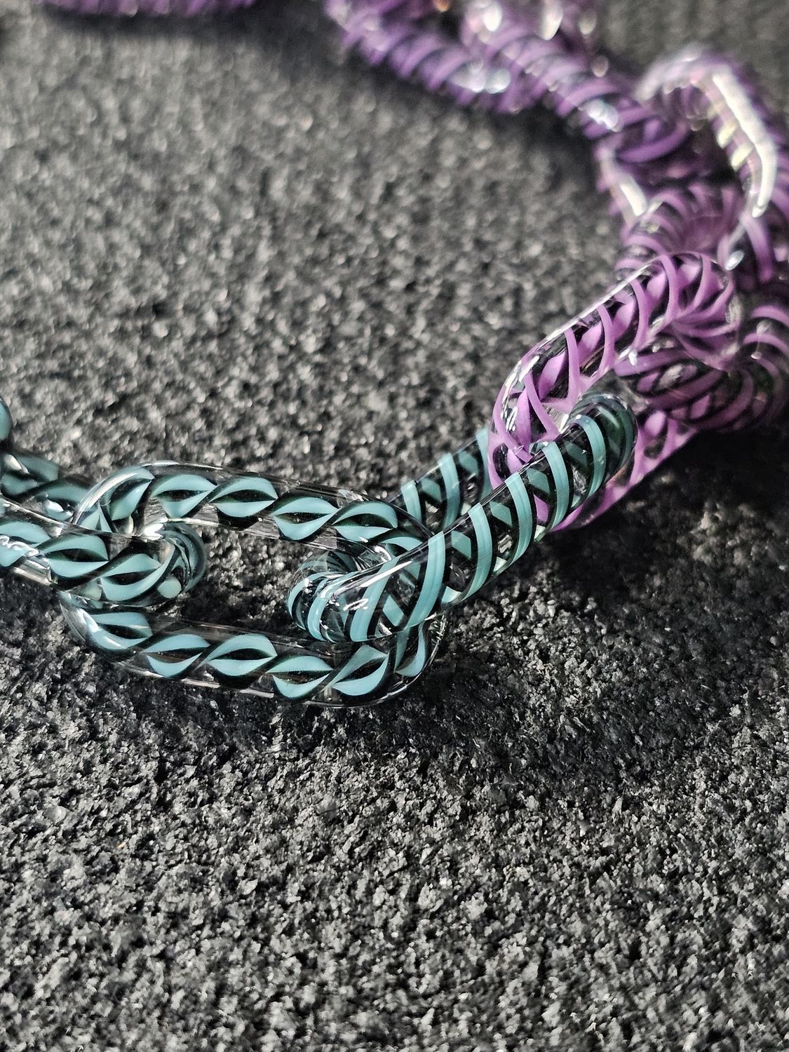 Anonamyss Glassworx Purple Cane and Aqua Cane Bracelet