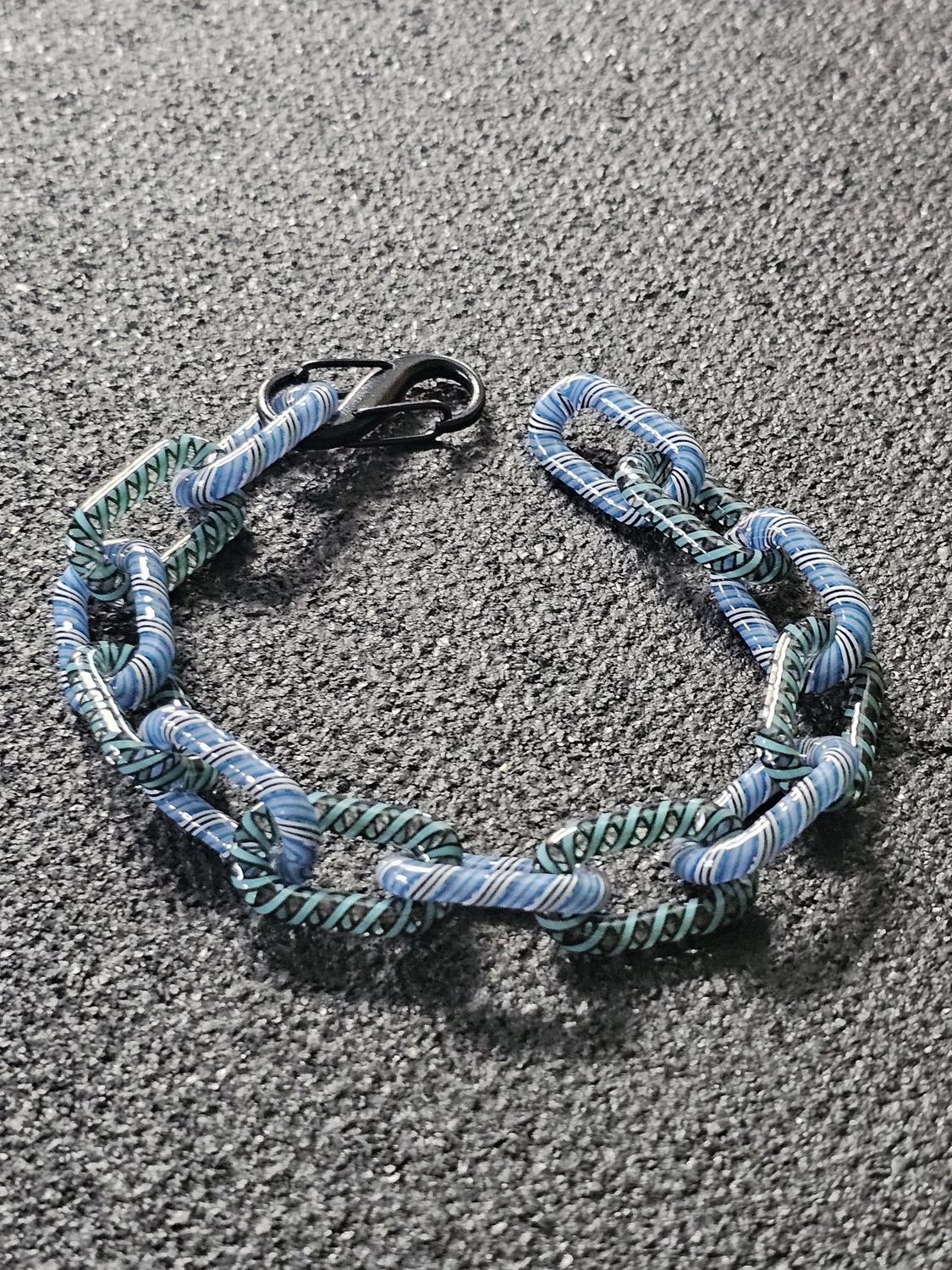 Anonamyss Glassworx Aqua Cane and alternating Blue and White Cane Bracelet
