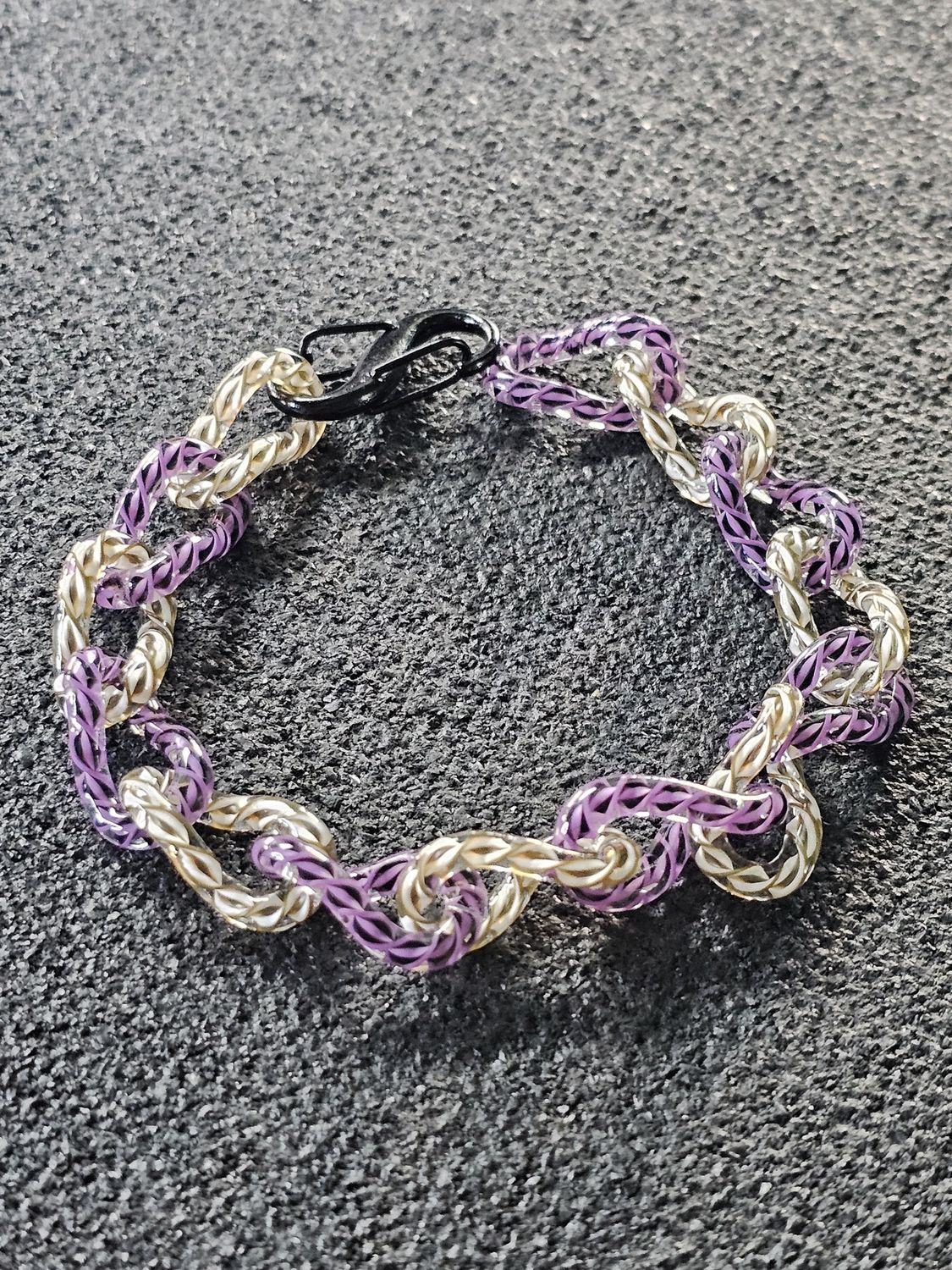 Anonamyss Glassworx White and Electrum Cane and Purple Cane Bracelet