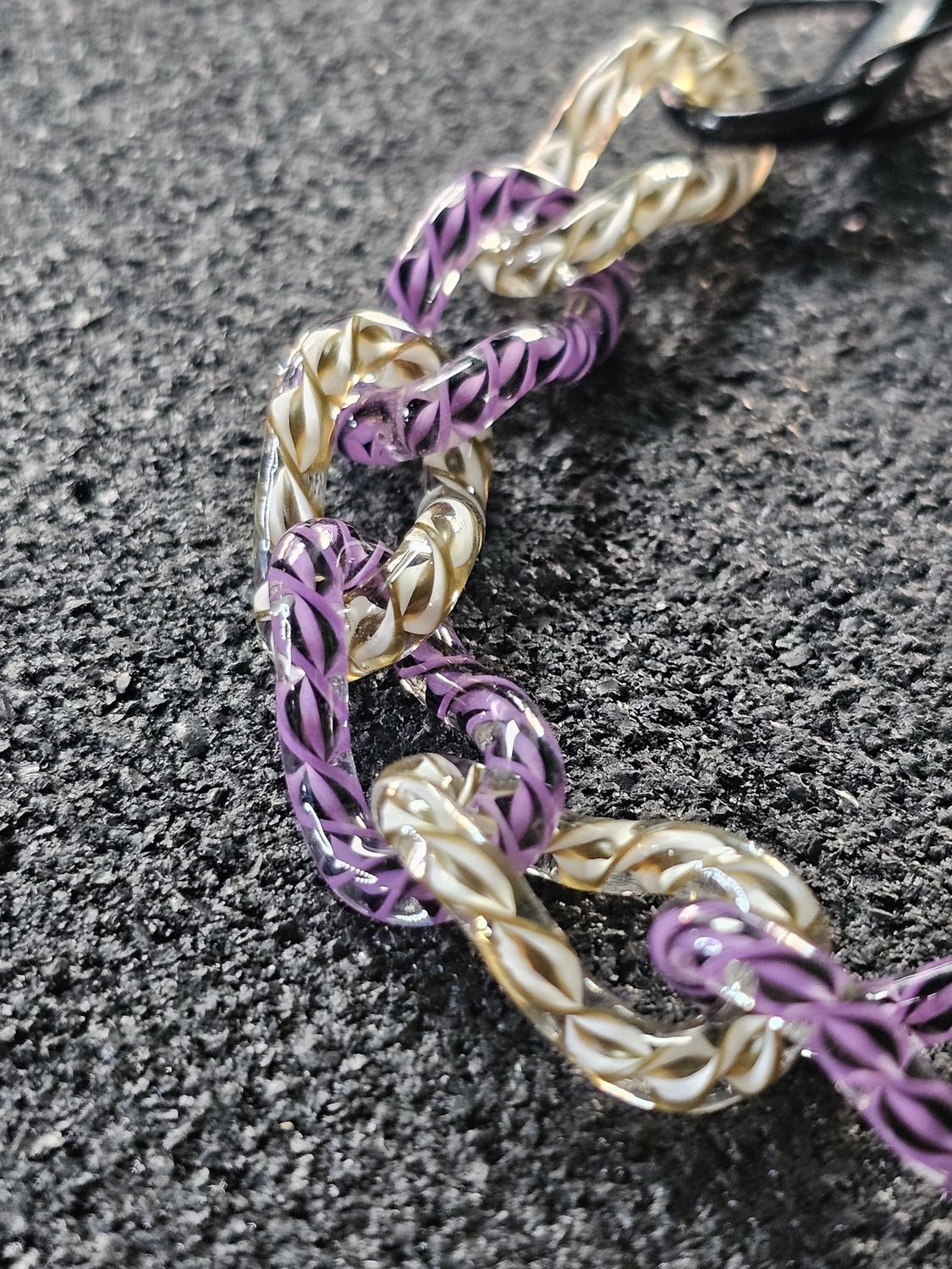 Anonamyss Glassworx White and Electrum Cane and Purple Cane Bracelet