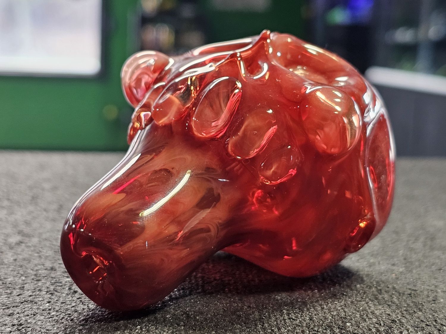 Dom Greco Glass Skull Pipe (red)