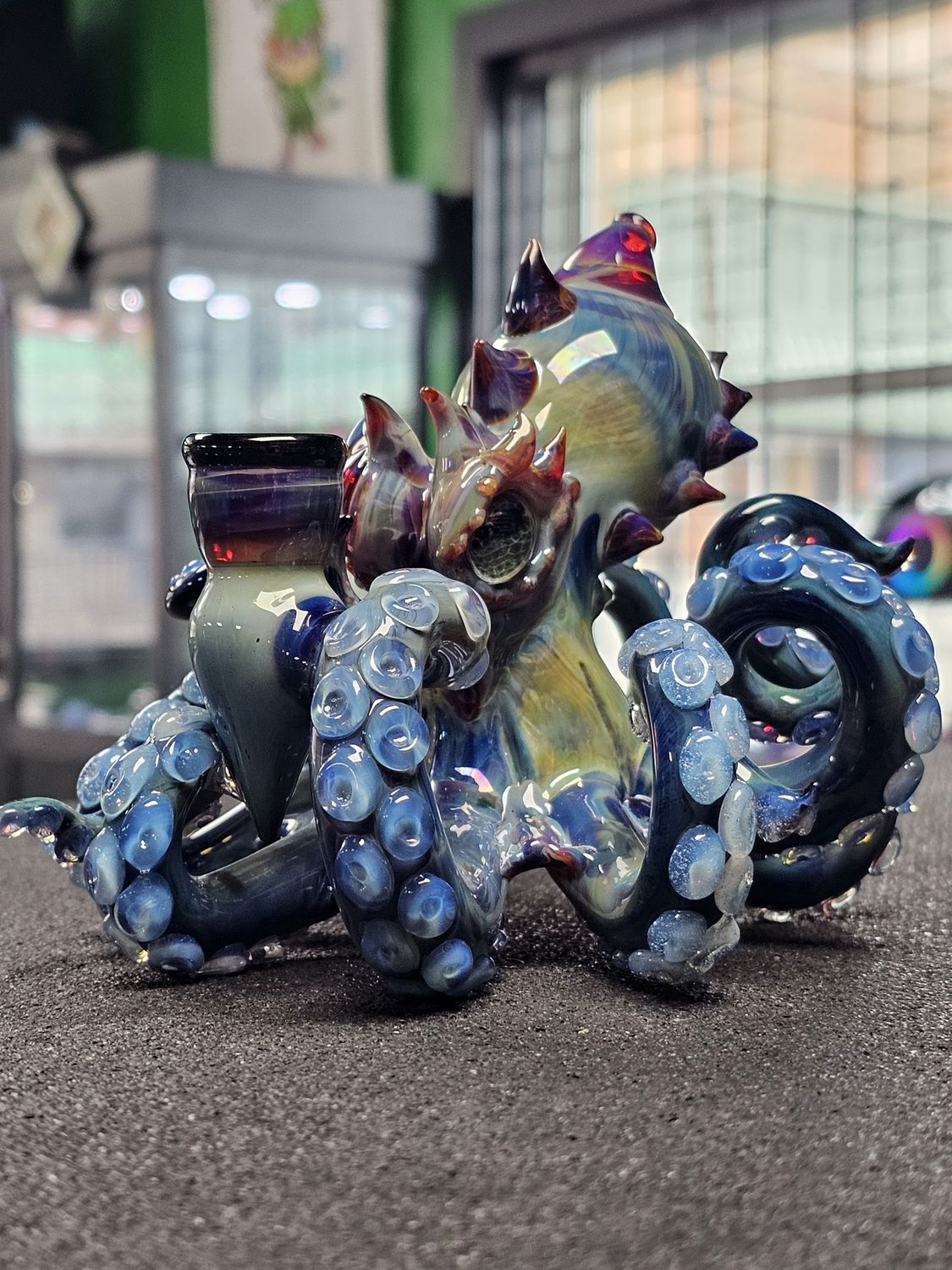 Mako Glass Amber Purple Octopus
