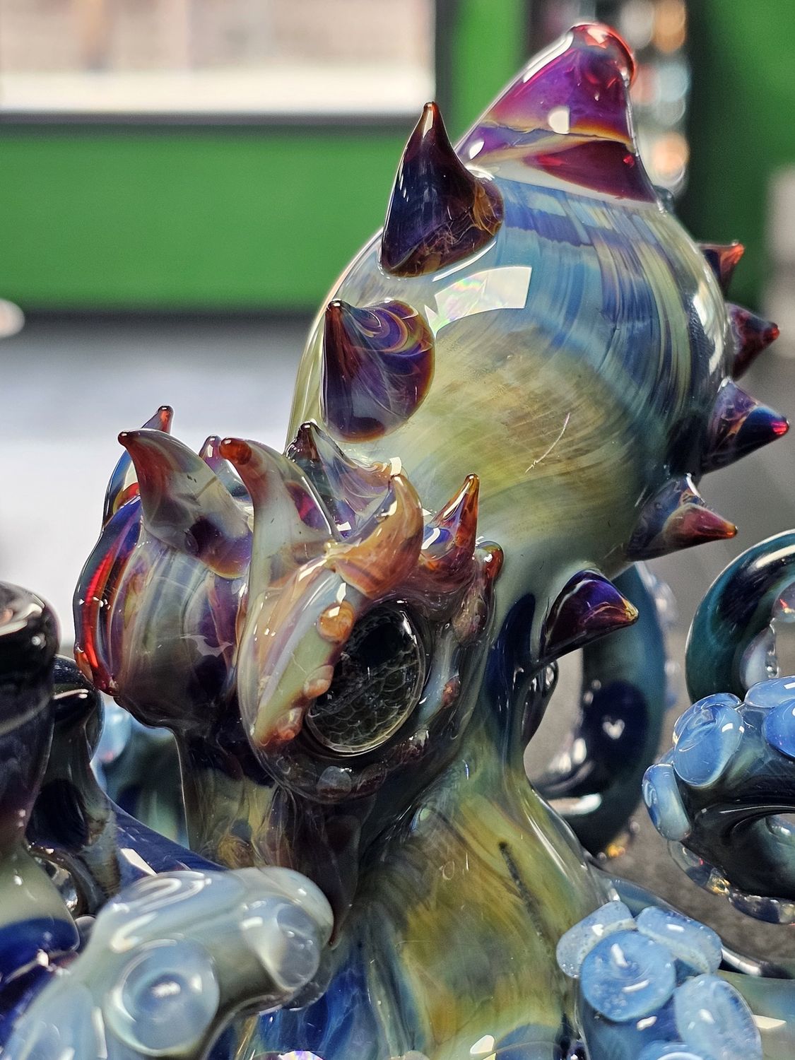 Mako Glass Amber Purple Octopus