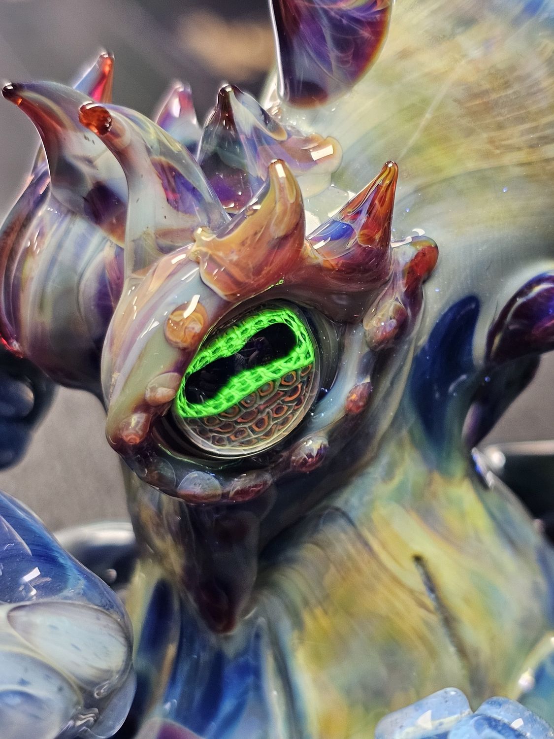 Mako Glass Amber Purple Octopus